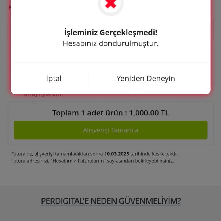 Hesap Dondurulması Nedeniyle Mağduriyet
