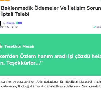 Exxen Üyelik Yenileme Mağduriyeti