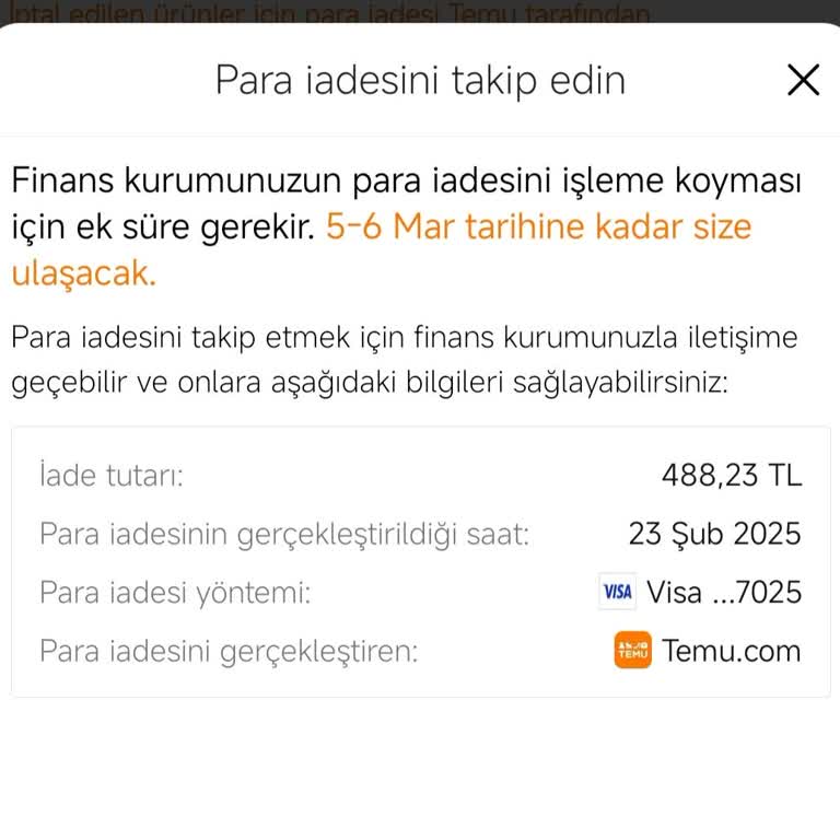 Temu Alışverişinde Geciken Para İadesi