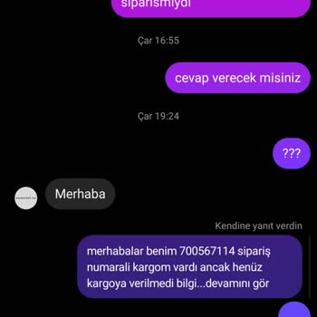 2bin TL'lik Ürün Kargoya Verilmiyor Cevap Yok