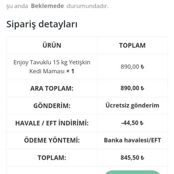 Sipariş Verilen Kedi Maması Teslim Edilmedi