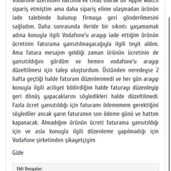 Yanlış Faturalandırma Ve İade Sorunu: Vodafone'dan Şikayetçiyim