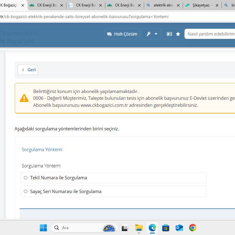 E-Devlet Üzerinden Abonelik Başvurusu Yapılamıyor