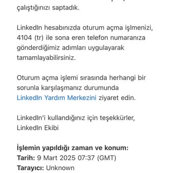 Hesabıma Yetkisiz Giriş Denemesi