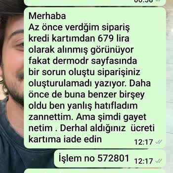 Sipariş Oluşturulmadı, Para İade Edilmedi