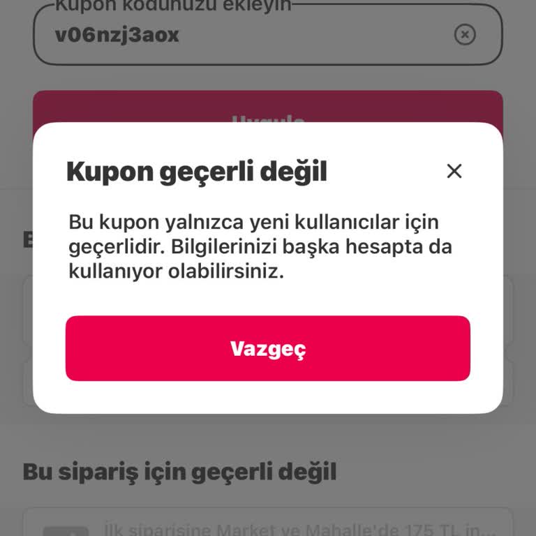 Yeni Hesapta Kupon Kullanamama Sorunu