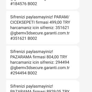 Pazarama Bilinmeyen Kurumdan Gelen Mesajlar ve Yetkisiz Kart İşlemleri