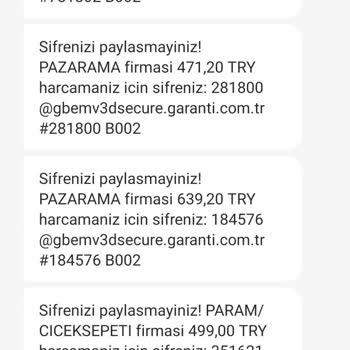 Pazarama Bilinmeyen Kurumdan Gelen Mesajlar ve Yetkisiz Kart İşlemleri