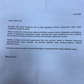 Columbia Ceket Kalitesi Ve Müşteri Hizmetleri Hayal Kırıklığı