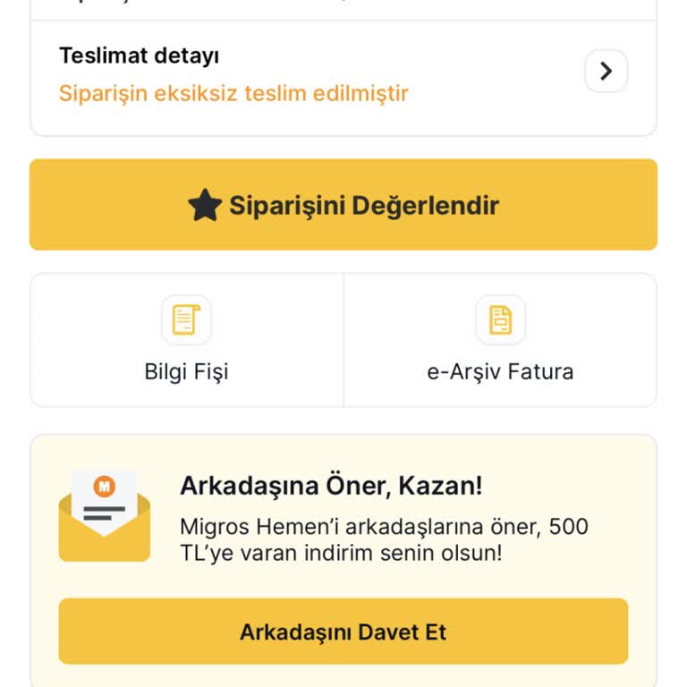 Migros Eksik Sipariş ve Yanıltıcı Hizmet