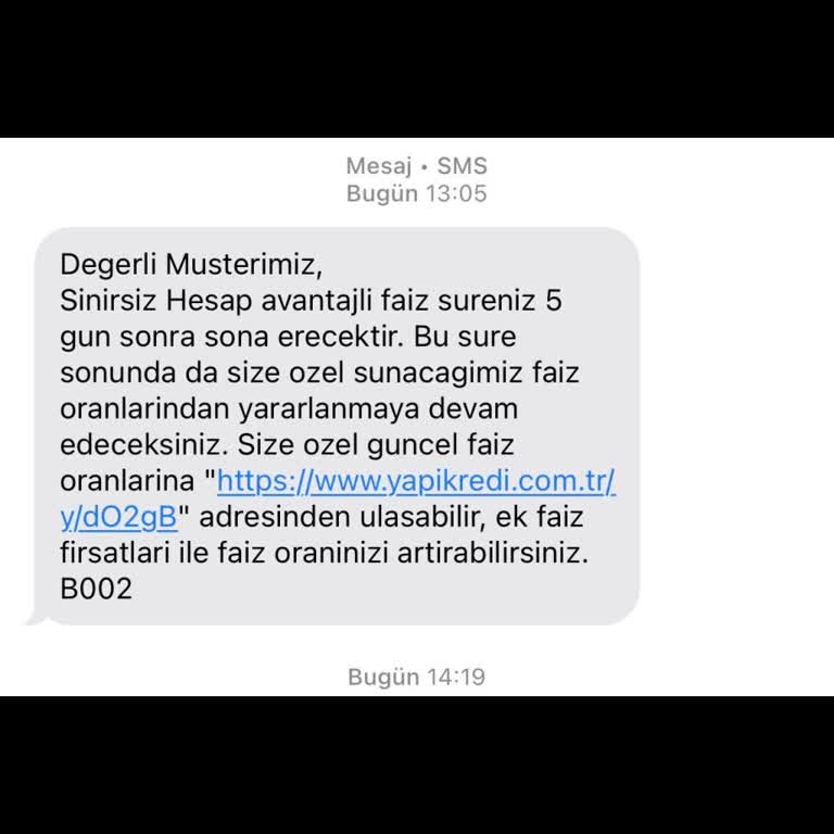 Kapatılan Hesaptan Gelen SMS'ler