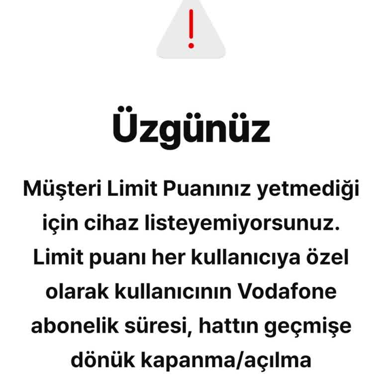 Vodafone Yanımda Uygulamasında Cihaz Alma Sorunu
