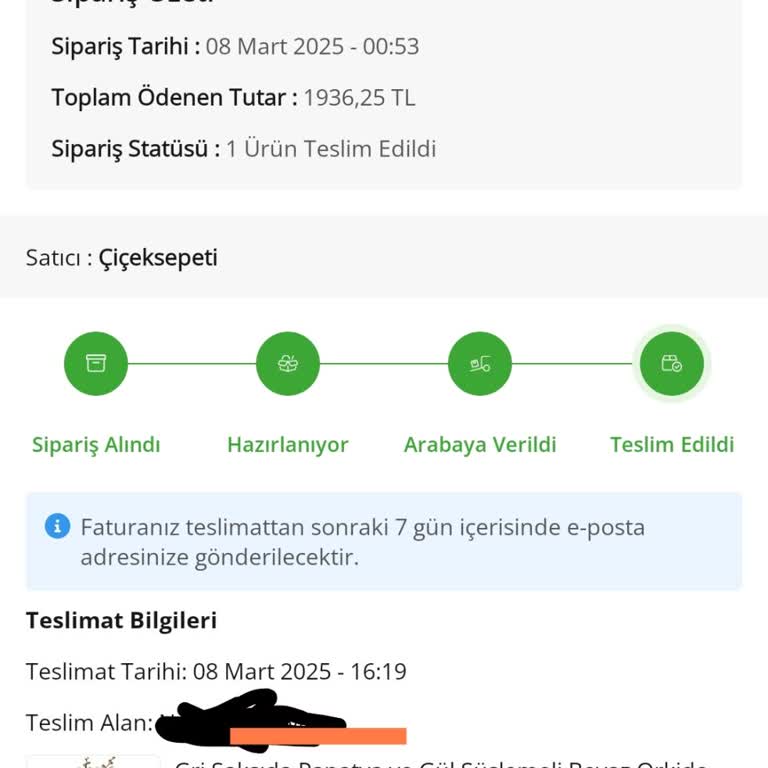 Çiçek Sepeti 'nde Teslimat Sorunu Ve Ücret İadesi Mağduriyeti