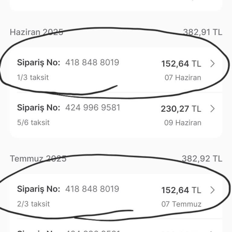 İptal Edilen Siparişin Taksitleri Hâlâ Görünüyor