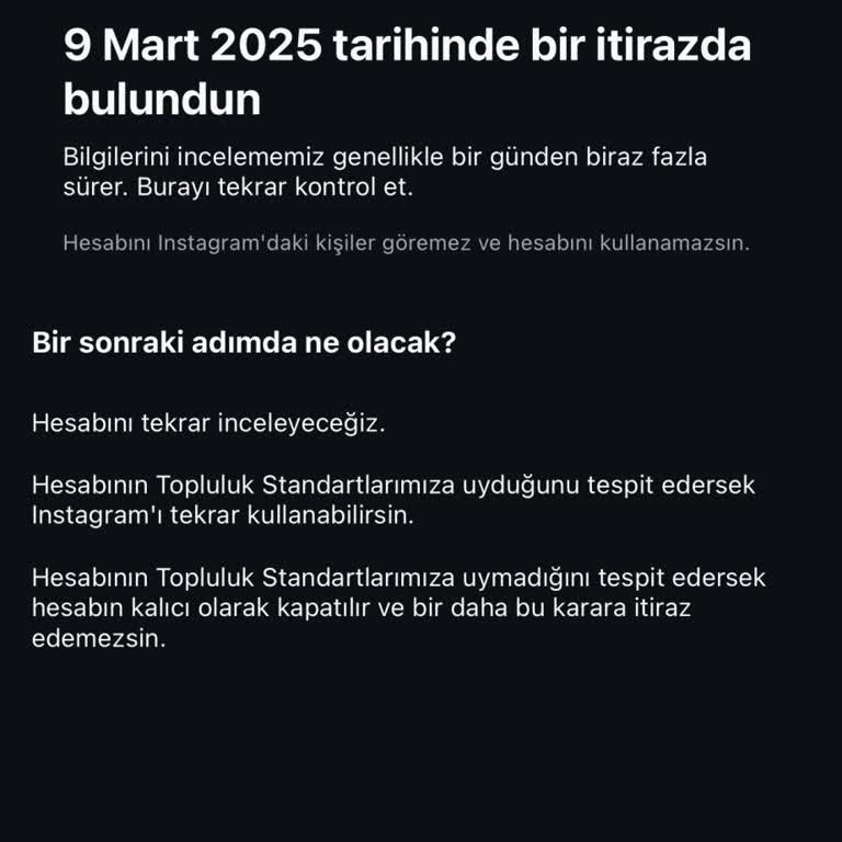 Haksız Yere Askıya Alınan Instagram Hesabımın Geri Verilmesini İstiyorum