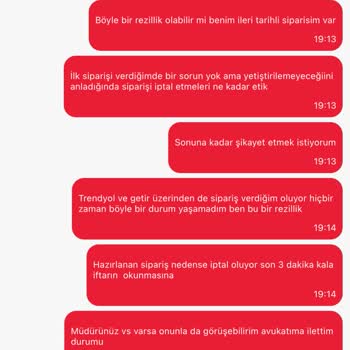 İftar Vaktinde İptal Edilen Sipariş Mağduriyeti