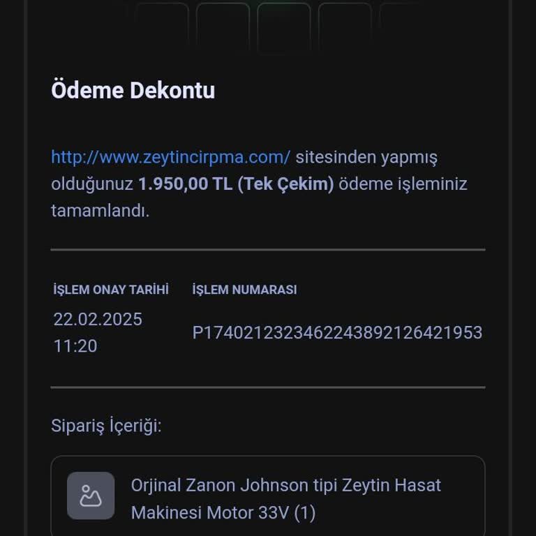 Zeytincirpma.com Satın Aldığım Mal Gönderilmedi