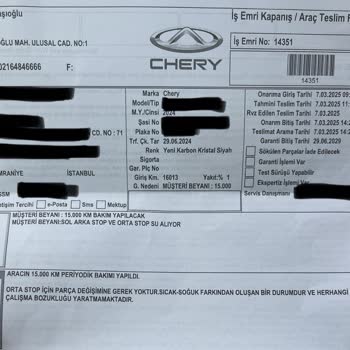 Chery Türkiye'nin Orta Stop Sorununa Çözüm Bekliyorum