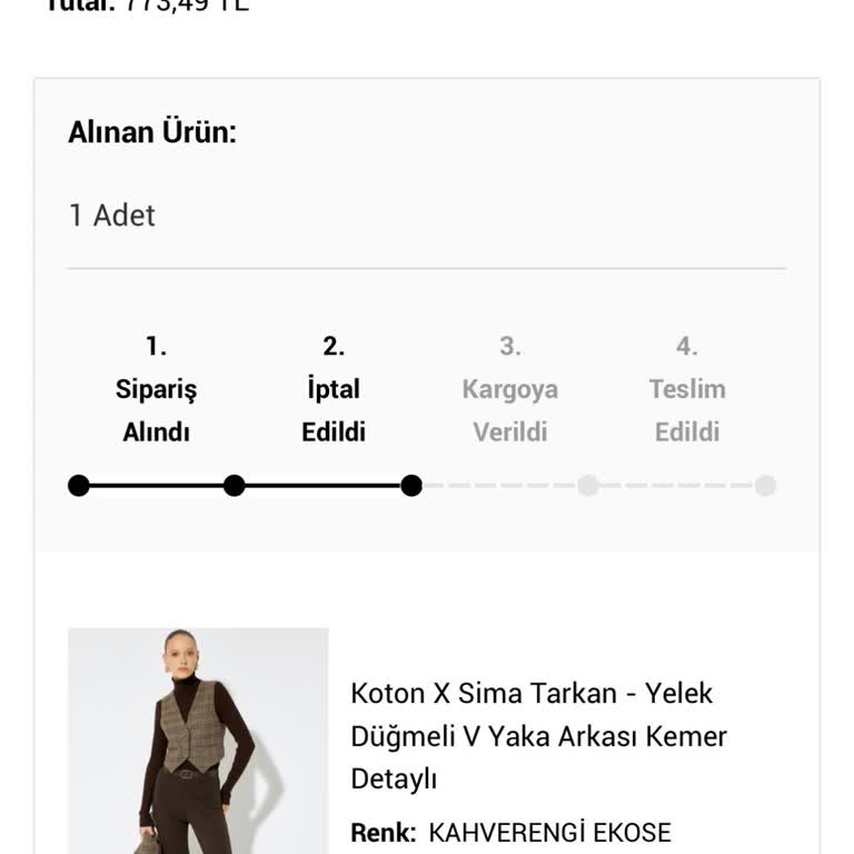 Koton Online Alışverişte İptal Edilen Siparişin Para İadesi Sorunu