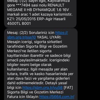 5664 Araç Hasar Sorgulama Sisteminde Yanlış Bilgilendirme