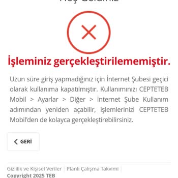 İnternet Şubesi Giriş Sorunu