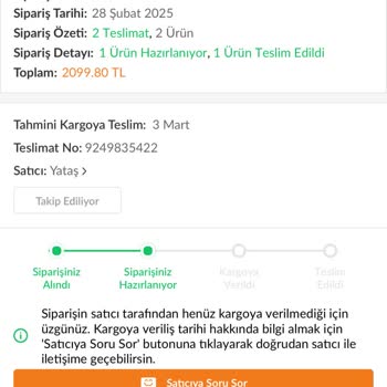 Yataş'tan Aldığım Ürün 10 Gündür Elime Ulaşmadı