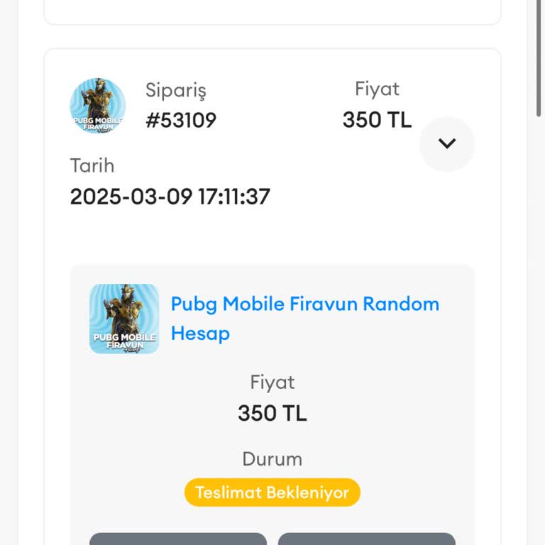 Hesappin PUBG Mobile Siparişimde Bilgi Eksikliği