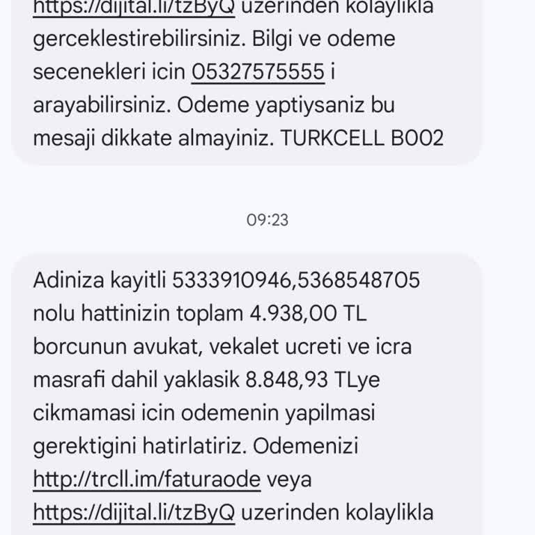 Adıma Kayıtlı Olmayan Hatlar İçin Gelen Yanıltıcı Borç Mesajları