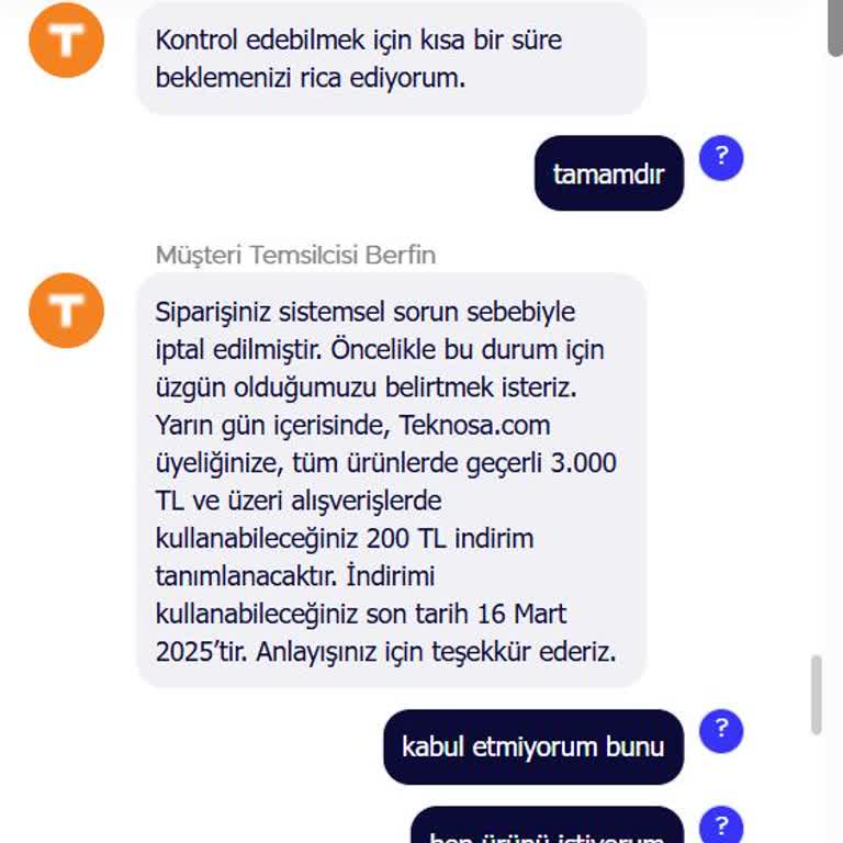 Teknosa'dan Alınan Ürün Sistem Hatası Nedeniyle Teslim Edilmedi
