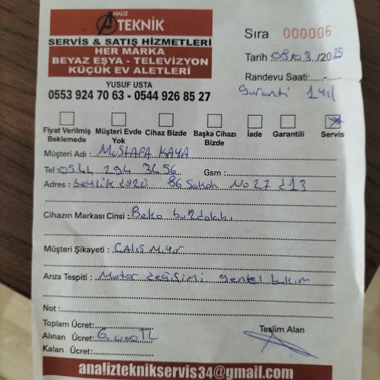 Dolap Tamiri Sonrası Sürekli Çalışan Gürültülü Motor