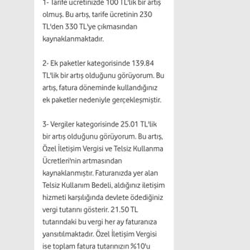 Fatura Artışı Ve Ek Paket Ücretlendirme Sorunu