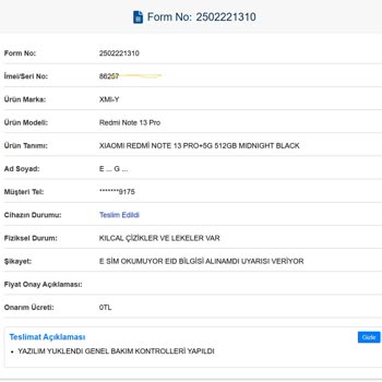 Redmi Note 13 Pro+ Telefonumun Sürekli Arızalanması Ve Değişim Talebi