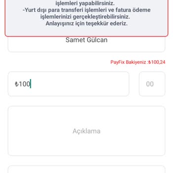 Payfix İle Para Transferi Sorunu