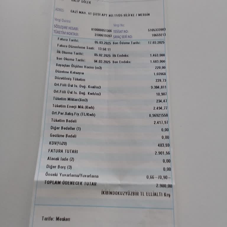 Aksa Gaz Faturasında Anlaşılmaz Düzeltme Katsayısı