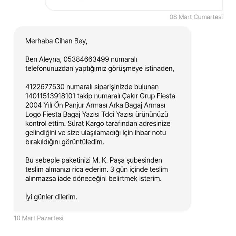 Evime Teslim Edilmeyen Ürün Sorunu