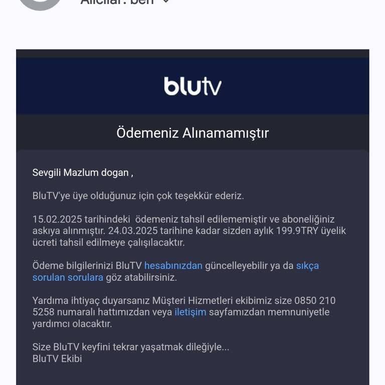 Blu TV Üyelik İptali Sorunu Ve Beklenmedik Ödeme Talebi