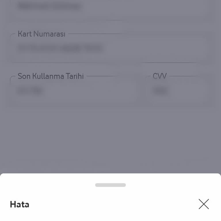 Vodafone Yanımda Uygulamasında Kart Kaydetme Sorunu