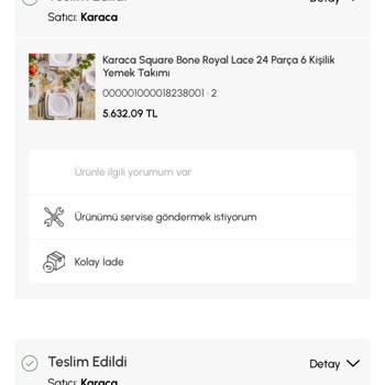 Karaca Züccaciye Eksik Teslimat Ve İletişim Sorunu