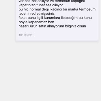 Hasarlı Gelen Termos Ve İade Sorunu