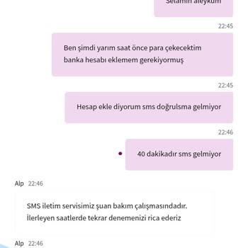 Kazanç Çekiminde SMS Sorunu Ve Destek Yetersizliği