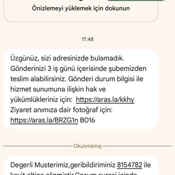 Aras Kargo'dan Yine Yanıltıcı Teslimat Mesajı