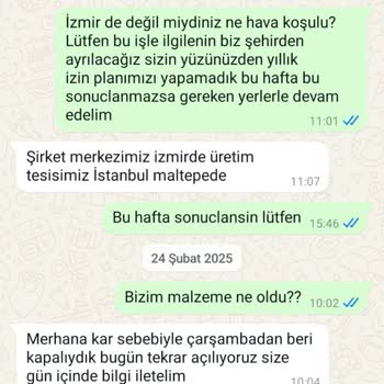 Siparişin Teslimatında Sürekli Gecikme