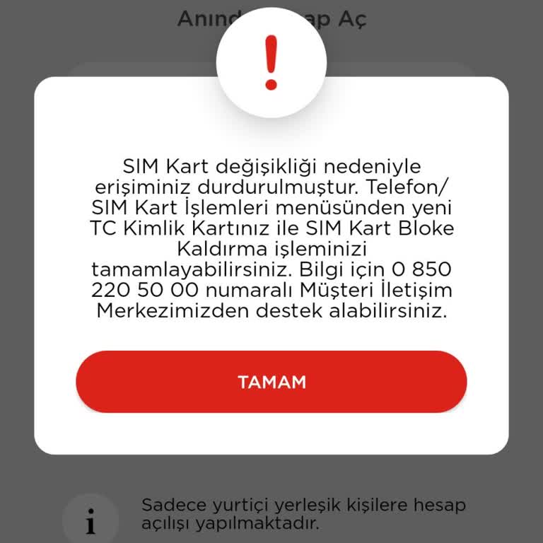 Sim Blokesi Nedeniyle Müşteri Olamıyorum