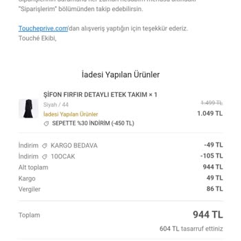 Eksik Ürün Ve İade Sorunu: Touche'den Cevap Yok