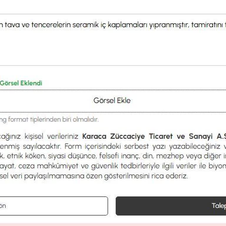 Karaca Servis Başvuru Sayfası Çalışmıyor