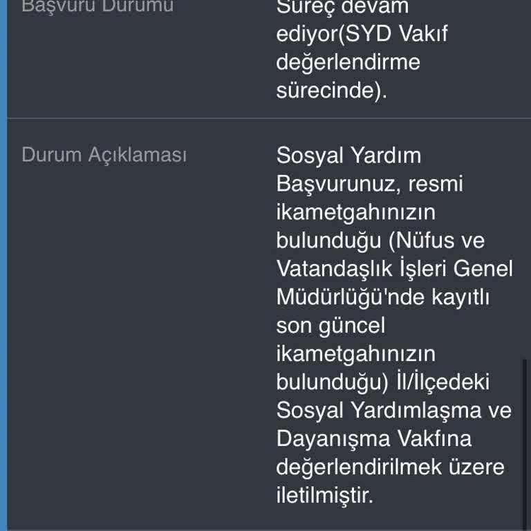 E-Devlet | Turkiye.gov.tr Sosyal Yardım Başvurumun Sonuçlanmasını Bekliyorum: Acil Destek Talebi