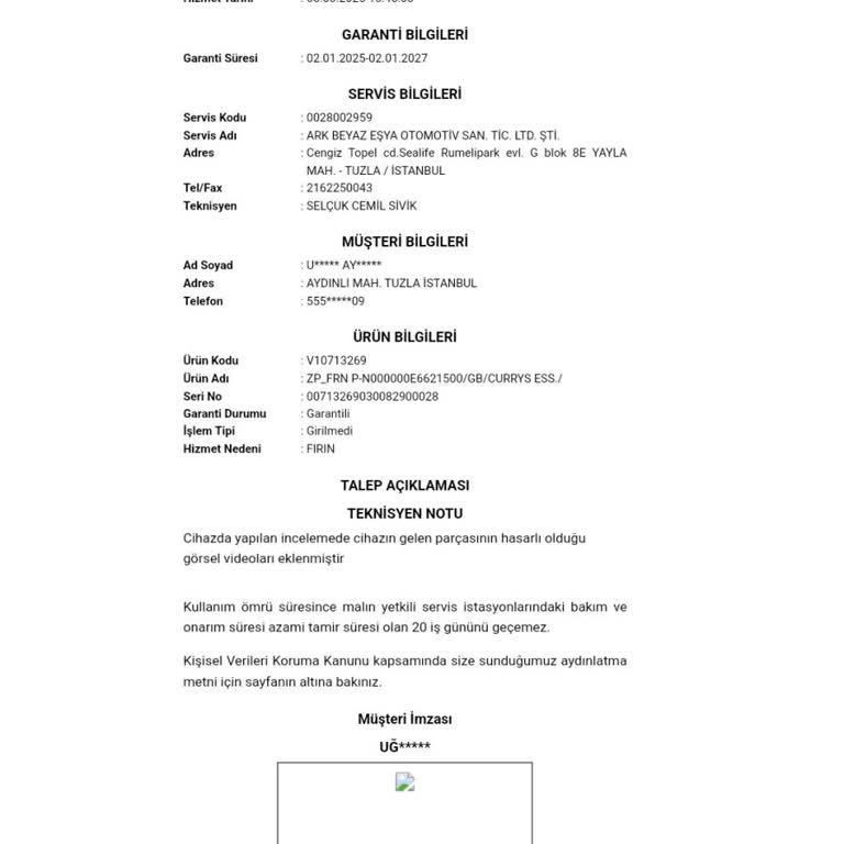 Vestel Ankastre Fırın Mağduriyeti