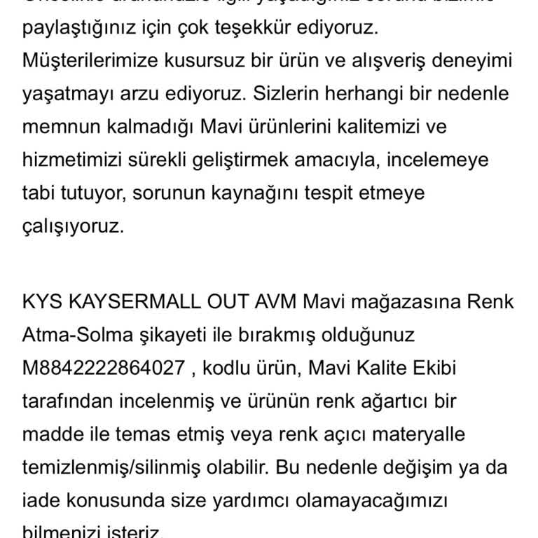 Mavi'den Aldığım Pantolonun Renk Ve Kumaş Sorunu