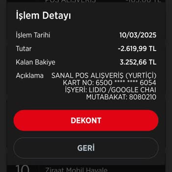 Hesabımdan İzinsiz 2619 TL Çekildi!