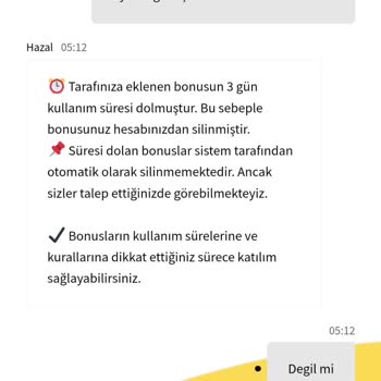 Kazandığım Bonusun Silinmesi